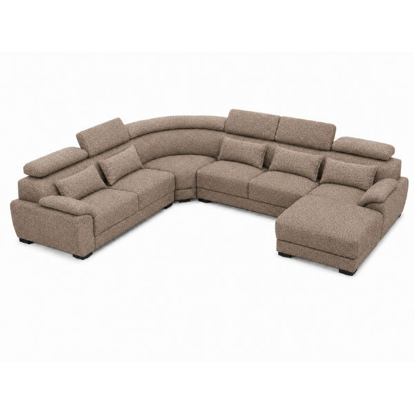 Claude U Shaped Corner Sectional Sofa-Chenille Fabric Brown