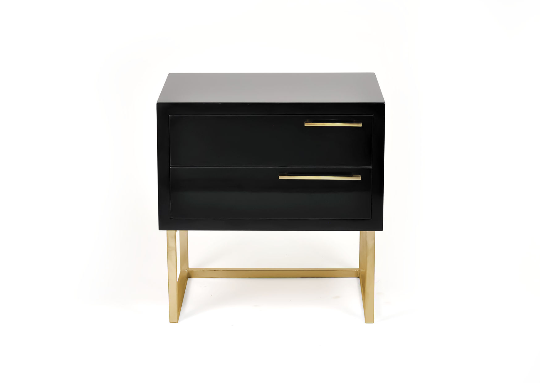 Mika Wood Pedestal With Gold Frame & Handles - Black