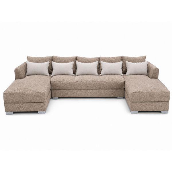 Coachella U Shape Corner Sofa-Chenille Fabric Brown