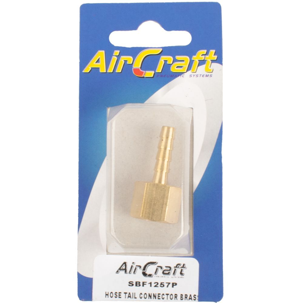 Aircraft - Hose Tail Connector Brass 1/4F x 6mm 1 Piece Pack - 6 Pack