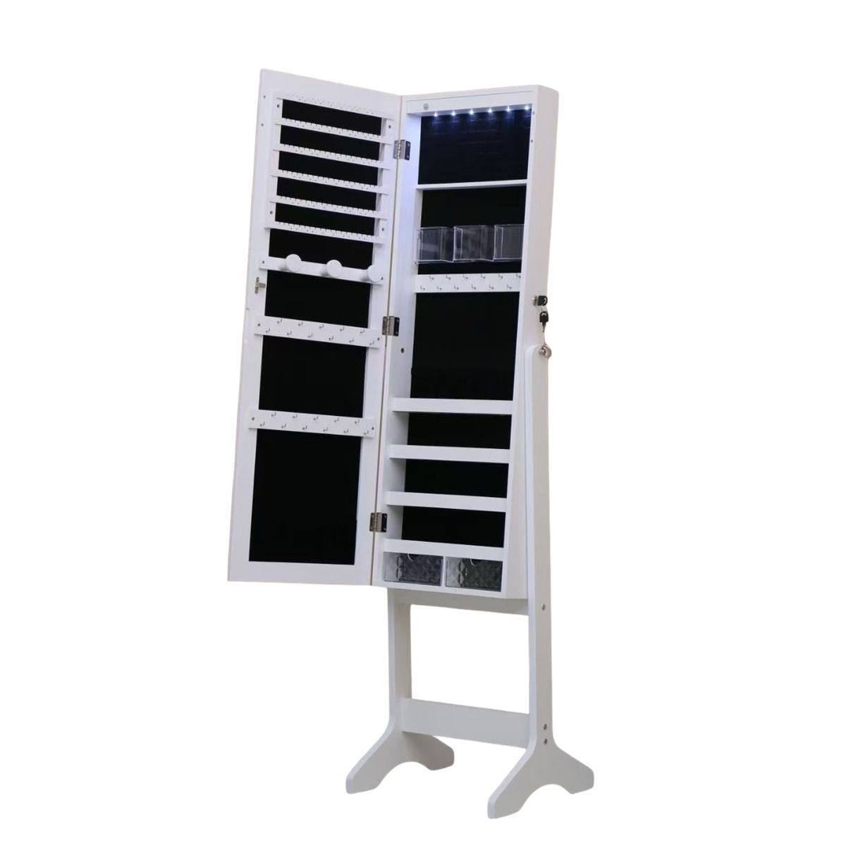 HOMEPOLA Elegant Jewellery Storage Cabinet with Full Length Mirror - White