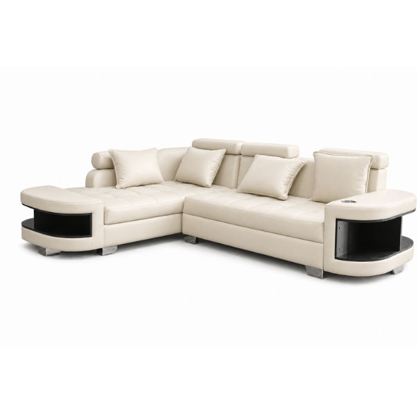 Maggie L Shape Corner Sofa-Bonded Leather Cream