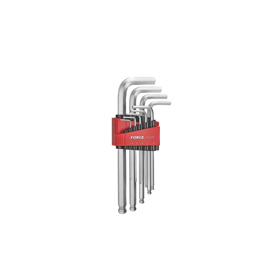 Force 9Pc Hex Ball Point Long Key Set (Sae)
