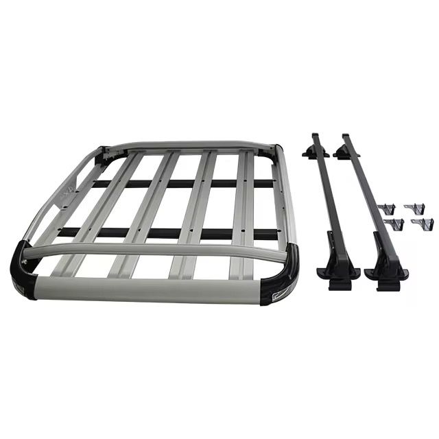 Car Roof Rack Cargo Basket for VW Tiguan II I (Type AD1 5N) R/Sport, Thickening Aluminium Rugged Durable Car Carrier Luggage Basket, Silver-with crossbar