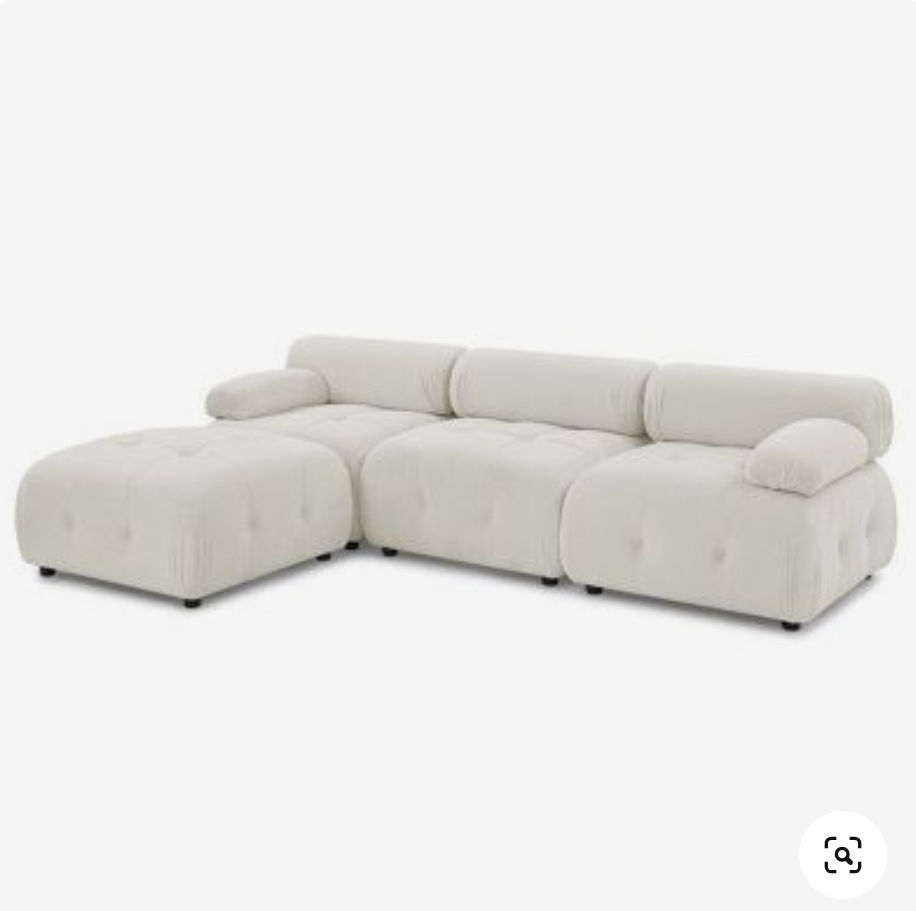L-Shaped Boucle Couch