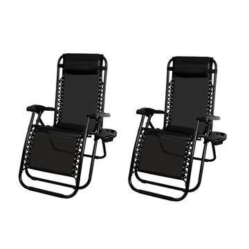 MaxRelax Heavy-Duty Foldable Outdoor Zero Gravity Lounger Chair Set [2-Pack] – 150kg Capacity