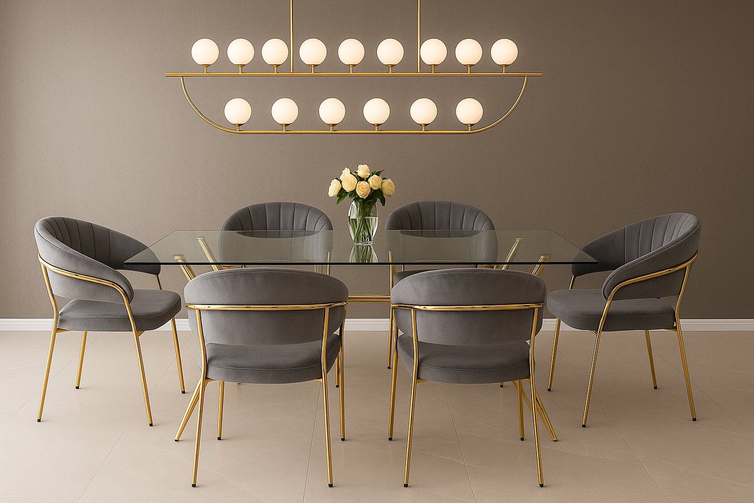 IG Furn - JY 6 Seater Dining Set Grey