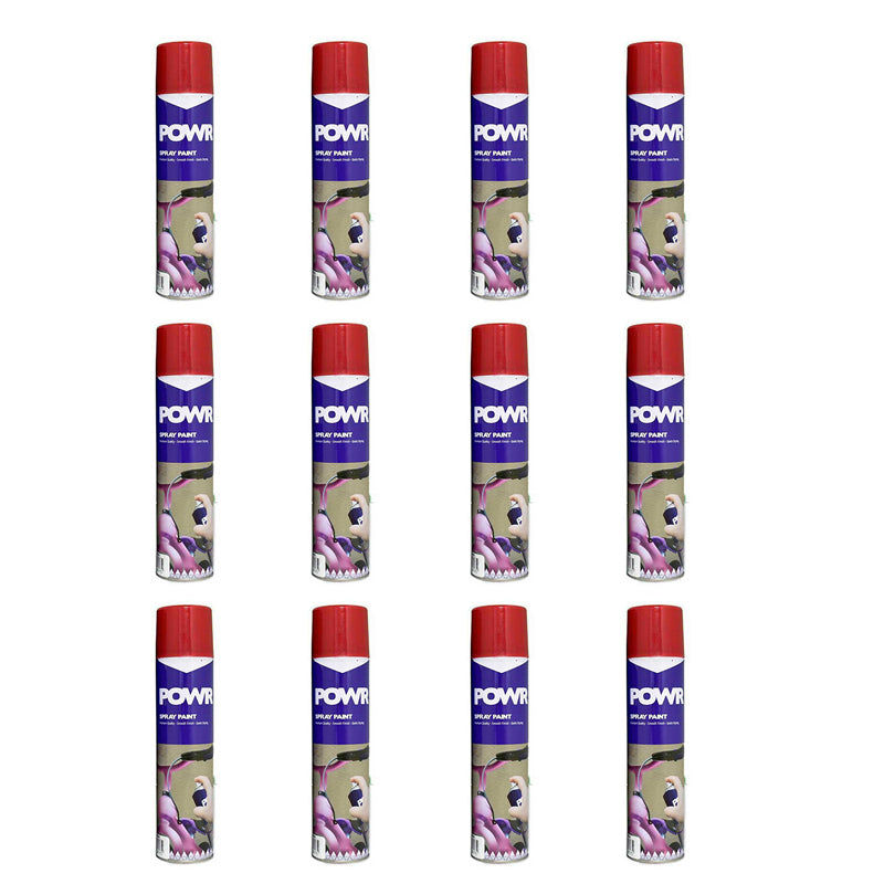 POWR Heat Resistant Spray Paint Red 300ml ( 12 Pack )