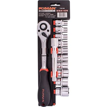 Fixman 12-Pc 1/2" Dr. Socket & Ratchet Set