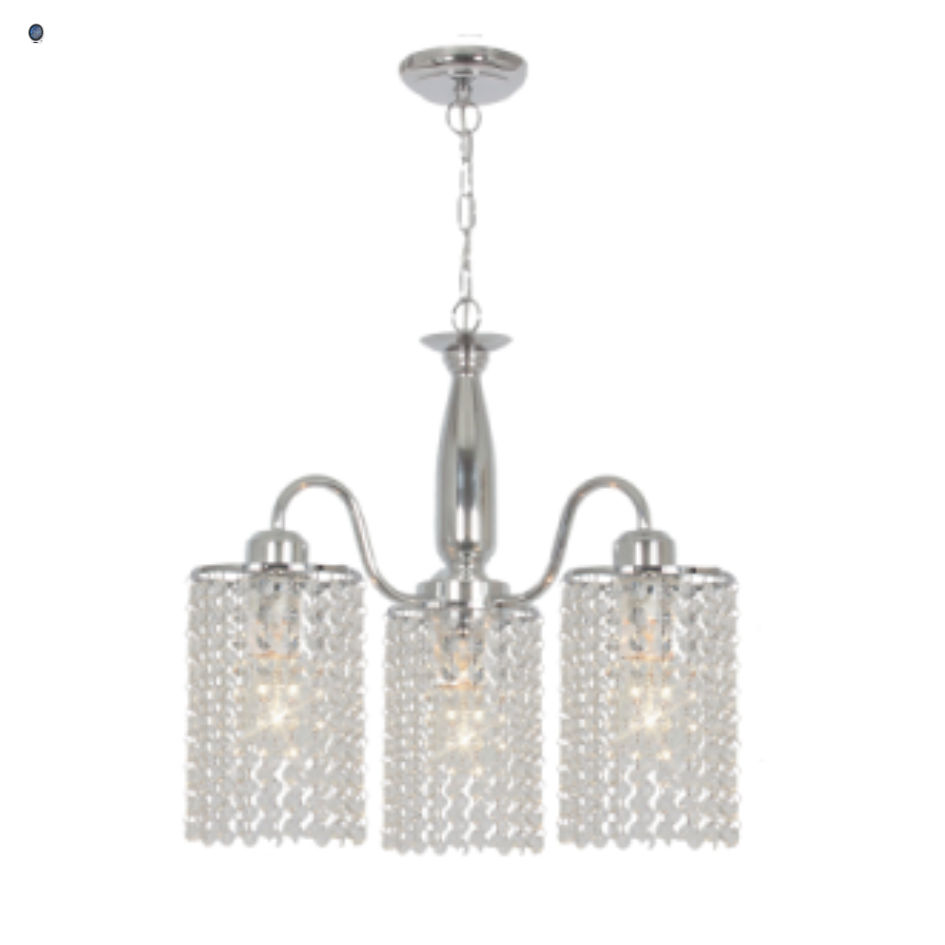 Polished Chrome Chandelier with Clear Acrylic Crystals