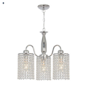 Polished Chrome Chandelier with Clear Acrylic Crystals