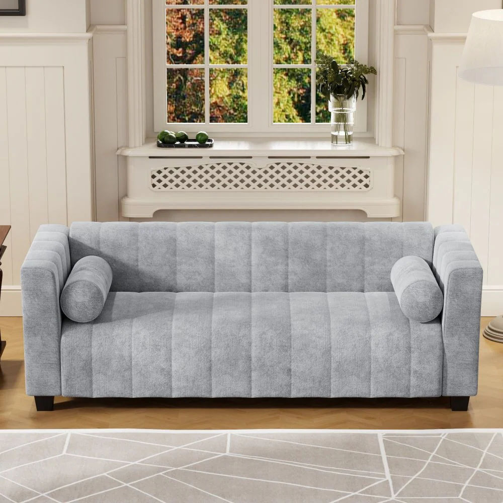 Arielle Upholstered Three Seater Sofa Light Grey