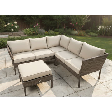 Inspired 4-Piece Outdoor Wicker Sectional Sofa Set with Ottoman