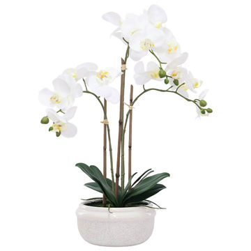 SOPHISTICATED REAL TOUCH WHITE ORCHID IN POT 57CM ARTIFICIAL