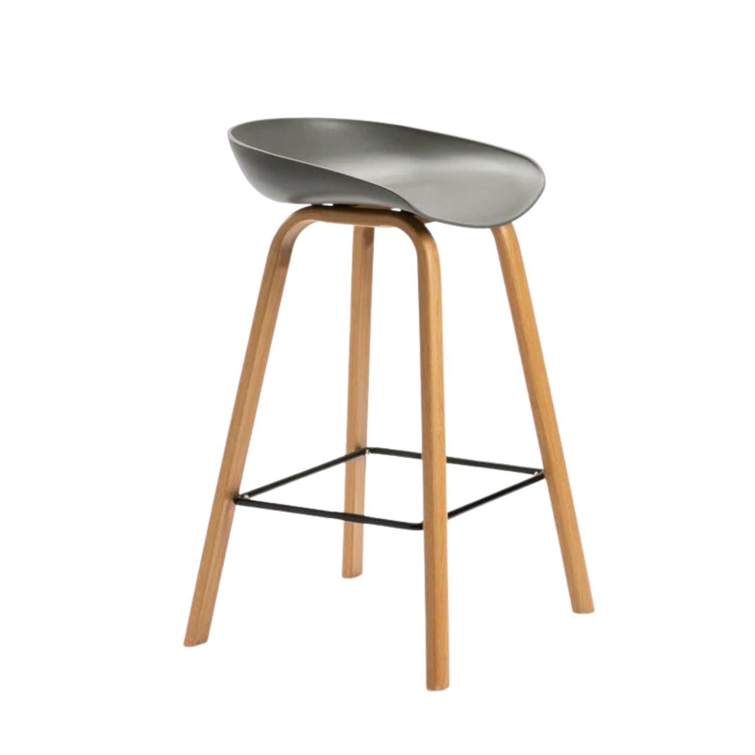 Stylish Kitchen Counter Stool With Wood Legs - Dark Grey