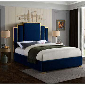 Dayana Sleigh Bed Queen -Blue