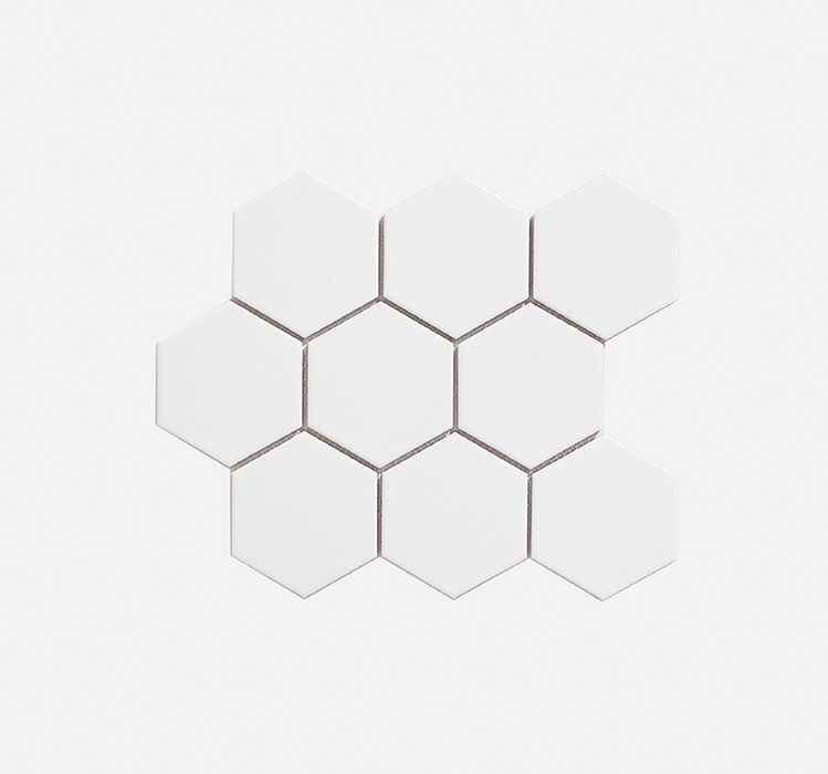 Mosaic Porcelain - Large White Hexagon - 256x295 (per sheet)