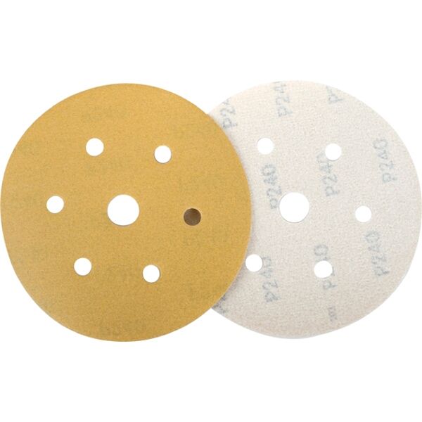 Gold Disc (50 Pieces) 240 Grit 150Mm X 6+1 Holes Hook And Loop