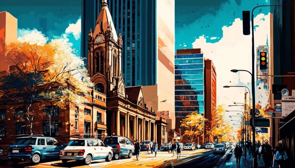 Canvas Wall Art - Busy Streets of Johannesburg - B1010 [120 x 80 cm]
