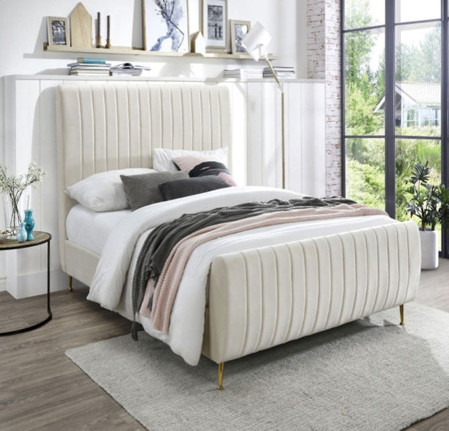 Avenna Sleigh Bed Double -Off White