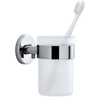 Toothbrush Glass Wall-Mounted with Stainless-Steel Holder - Blomus Germany -AREO