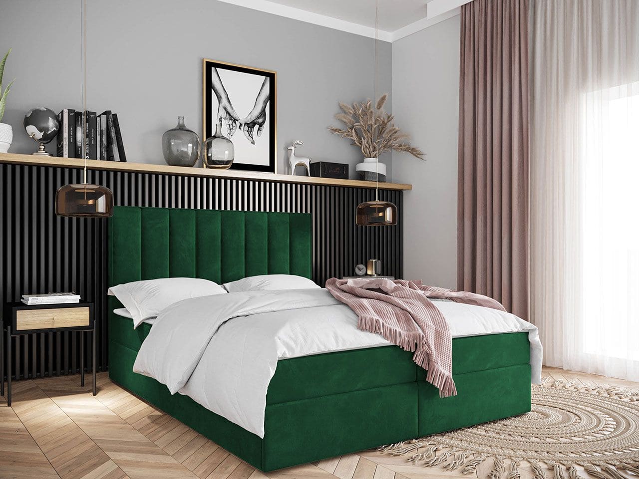 Modern Upholstered Bed Queen Size XL - Mint Green