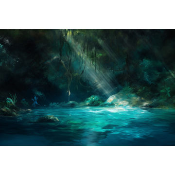 Canvas Wall Art - Flowing Layers of Blue and Green - A1005 - [120 x 80 cm]