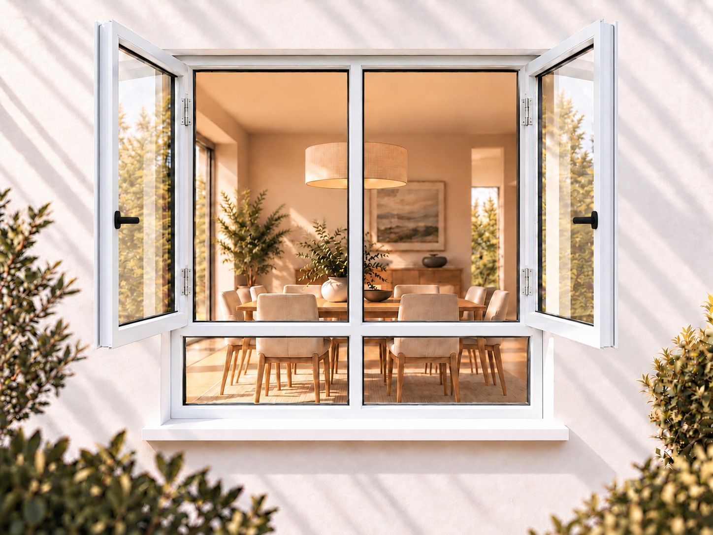 Kenzo Premium Side-Hung Aluminium Window - White, 1200 1500 mm, Double Side Opener with Fixed Bottom Panes