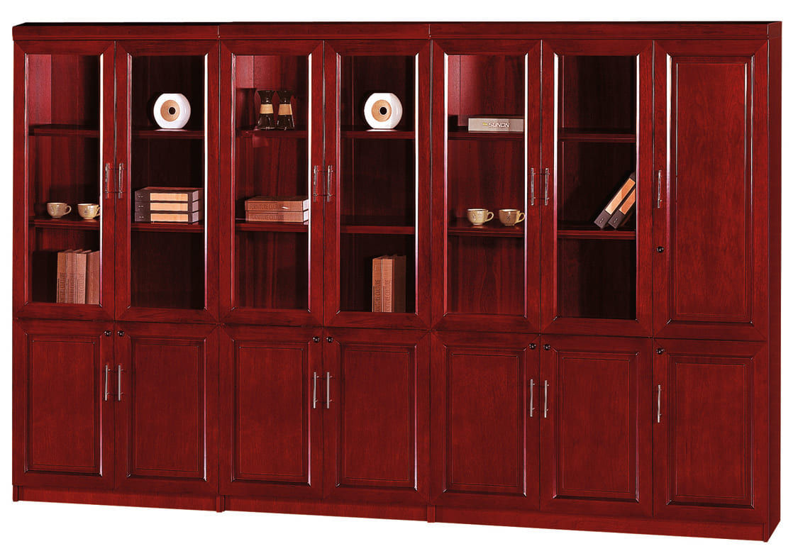 MaqelepoFurn - The Library Mahogany Finish Wall Unit