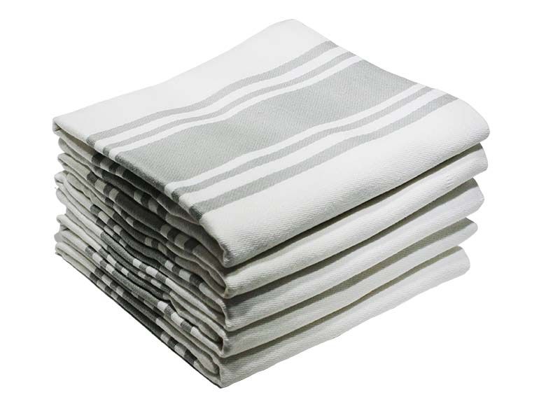 Bunty's Kitchen Towel - Design 2023 - 050x080cms - (05 Pc Pack) - Stripes - Silver Sconce