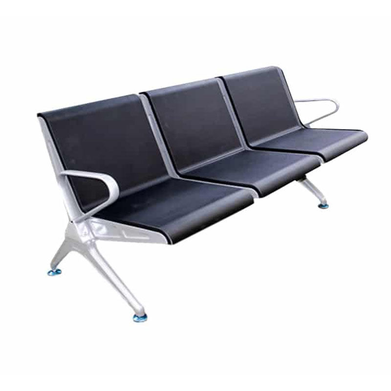 Vividitto -3 Seater Black Plastic Coated Waiting Area Bench
