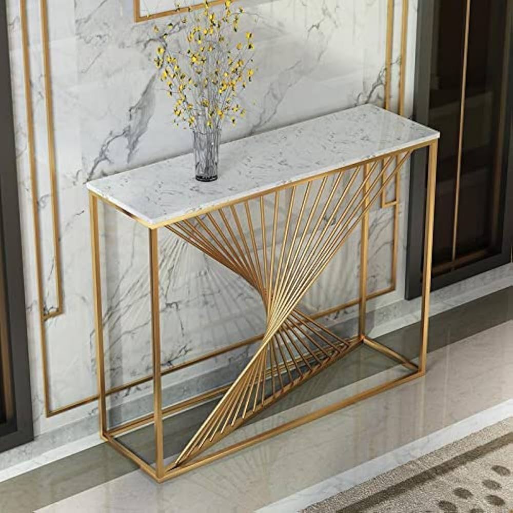 EFURN- Net Console Table in Gold