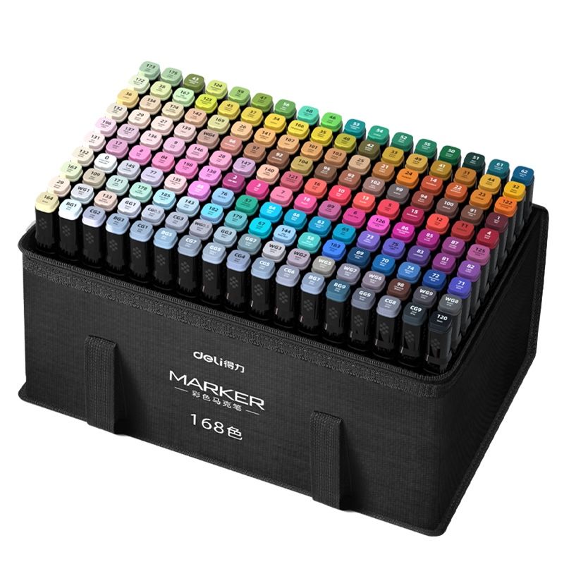 Deli Non-Toxic Sketch Marker 168 Pcs Dual Tip