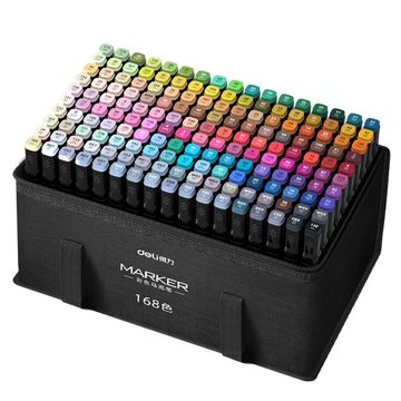 Deli Non-Toxic Sketch Marker 168 Pcs Dual Tip