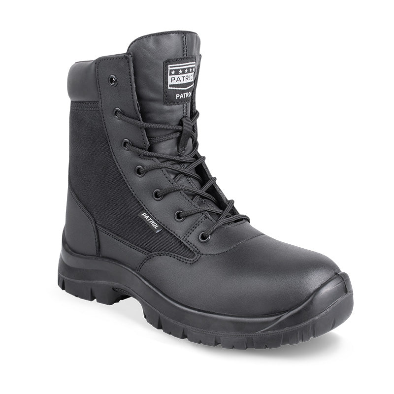 PATRIOT Patrol 8-Inch Safety Soft Toe Boots Padded Black Size 8