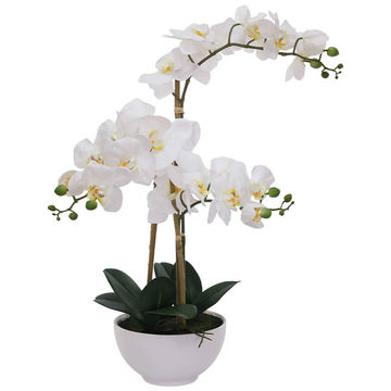 PREMIUM WHITE ARTFICIAL ORCHID IN FTD POT 58CM