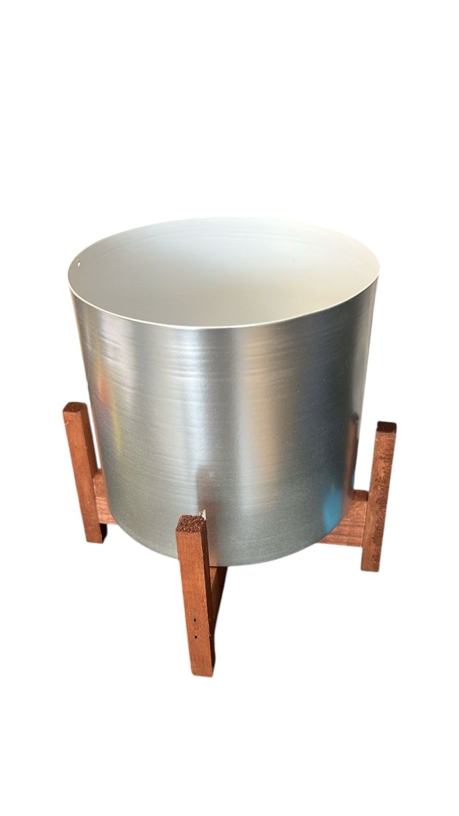 Flower Pot Decor – Brass & Wooden Planter for Living Room (SILVER)