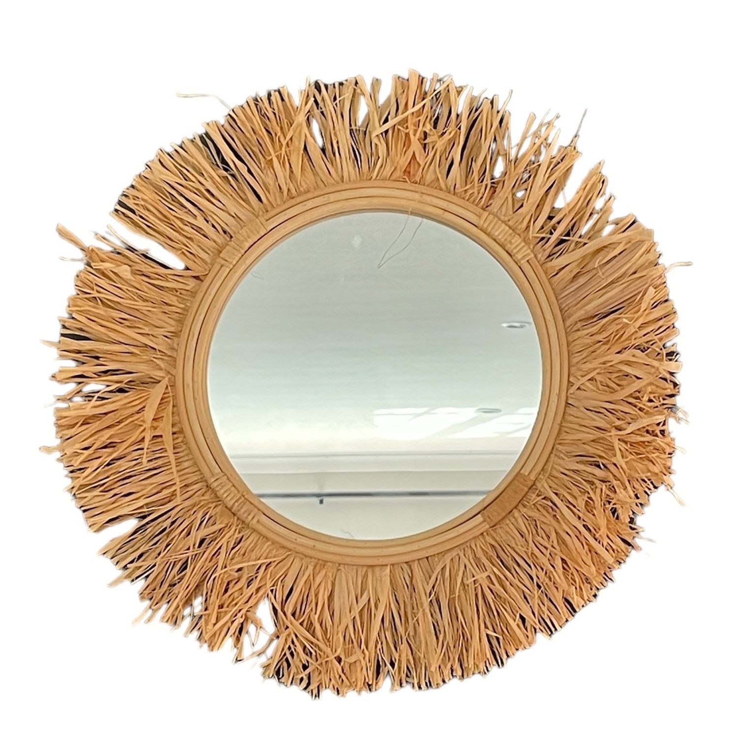 Natural Round Framed 50 cm x 50 cm Seagrass Mirror