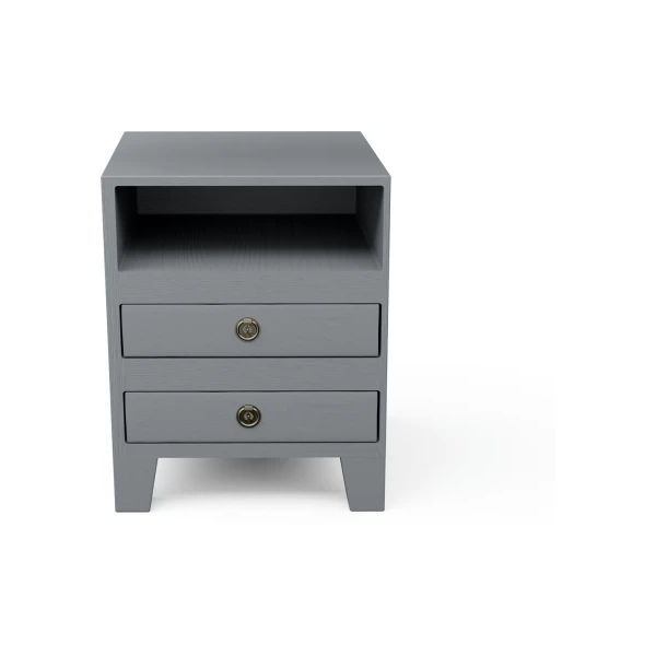 Furnwood Bedside Table Two Drawer Dark Grey