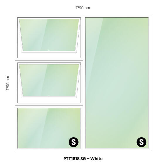 Aluminum window white  PTT1818 w1790 x h1790mm