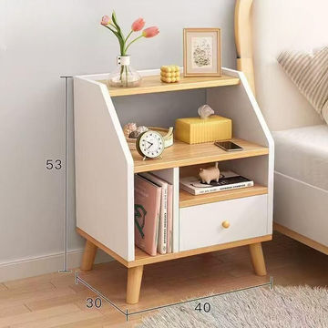 Bed Side Table With Drawer and Book Shelf