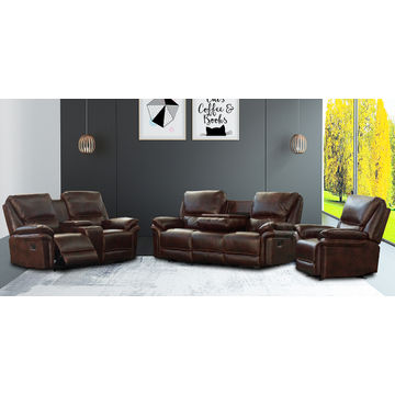 GOF Furniture – Poltrona Bonded Leather Recliner Sofa Set, Brown