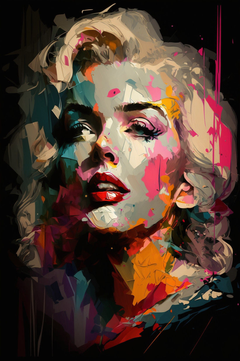 Canvas Wall Art - Marilyn Monroe Abstract Painting - B1534 - [120 x 80 cm]