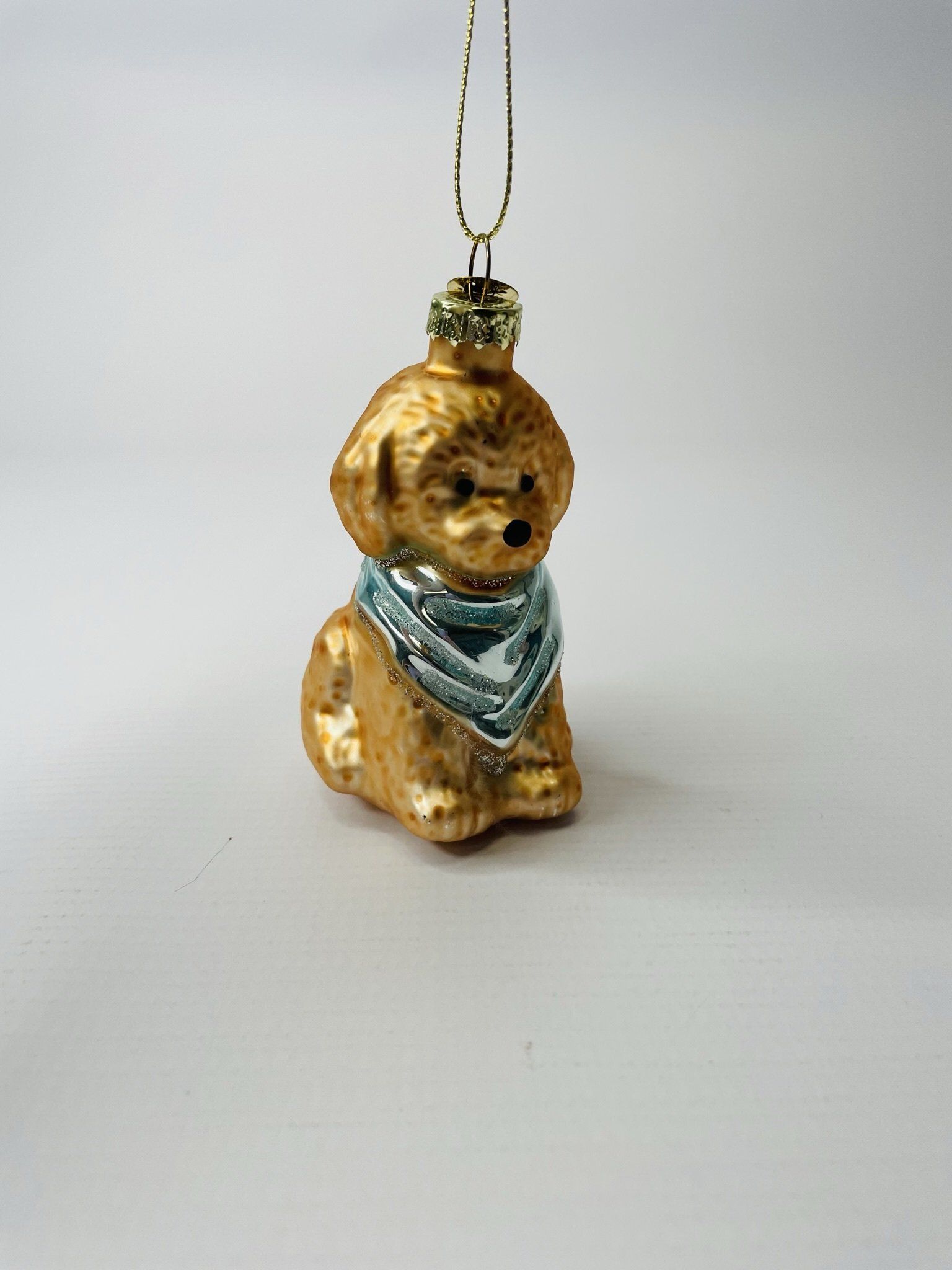 L/GOLD DOG GLASS SILVER GLITTER ON BLUE DAWN SCARF