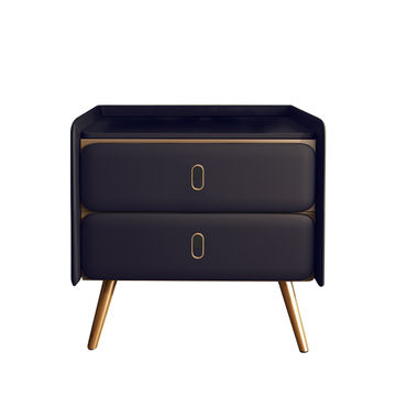 Modern Intelligent Bedside Table Royal Blue & Gold Brown Finish