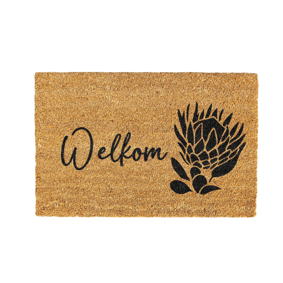 Welcome Protea Coir Doormat Design 700 x 400 mm