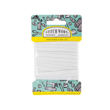 Haberdashery - Elastic - White - 6mm x 3m - 8 Pack