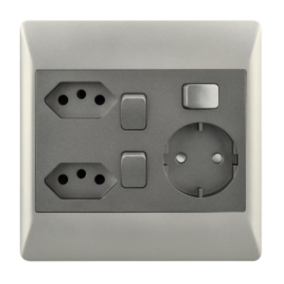 2 New RSA Sockets + SchukoÂ  with 3 Switches 4 X 4