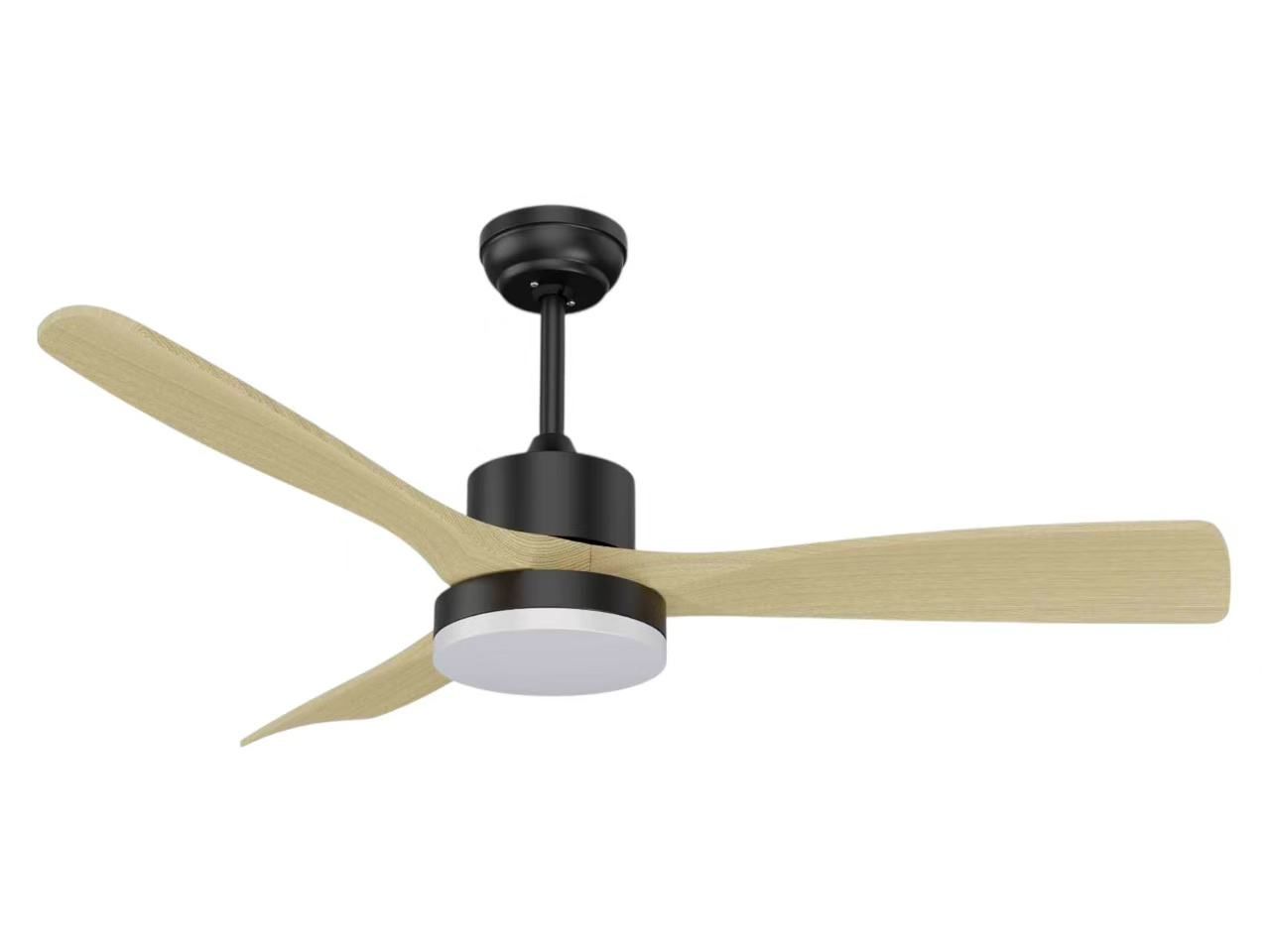 Modern 3 Light Oak Wood-look plastic blades Black LED Ceiling Fan Light
