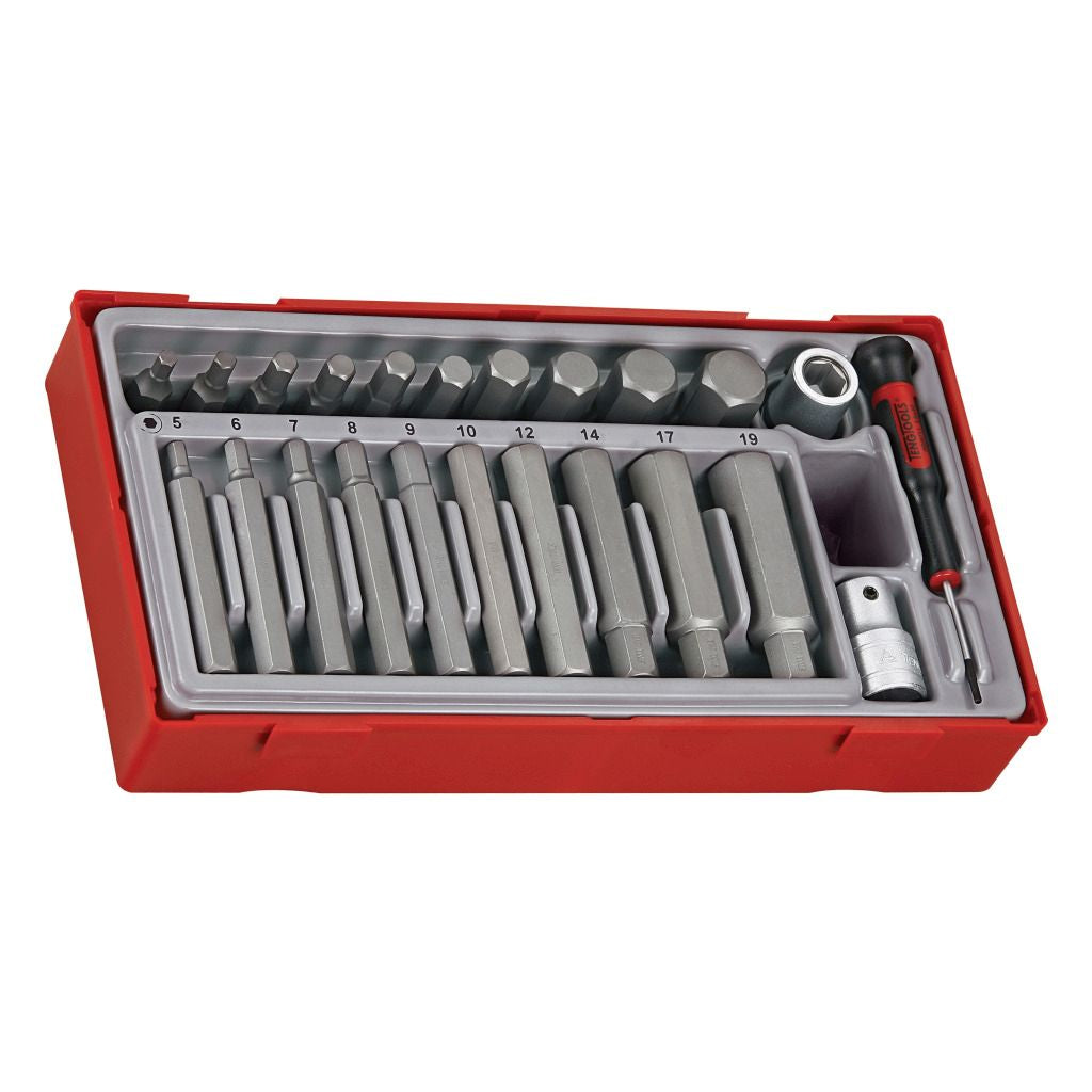 20PC 1/2inch Drive Hex Bit Socket Tray